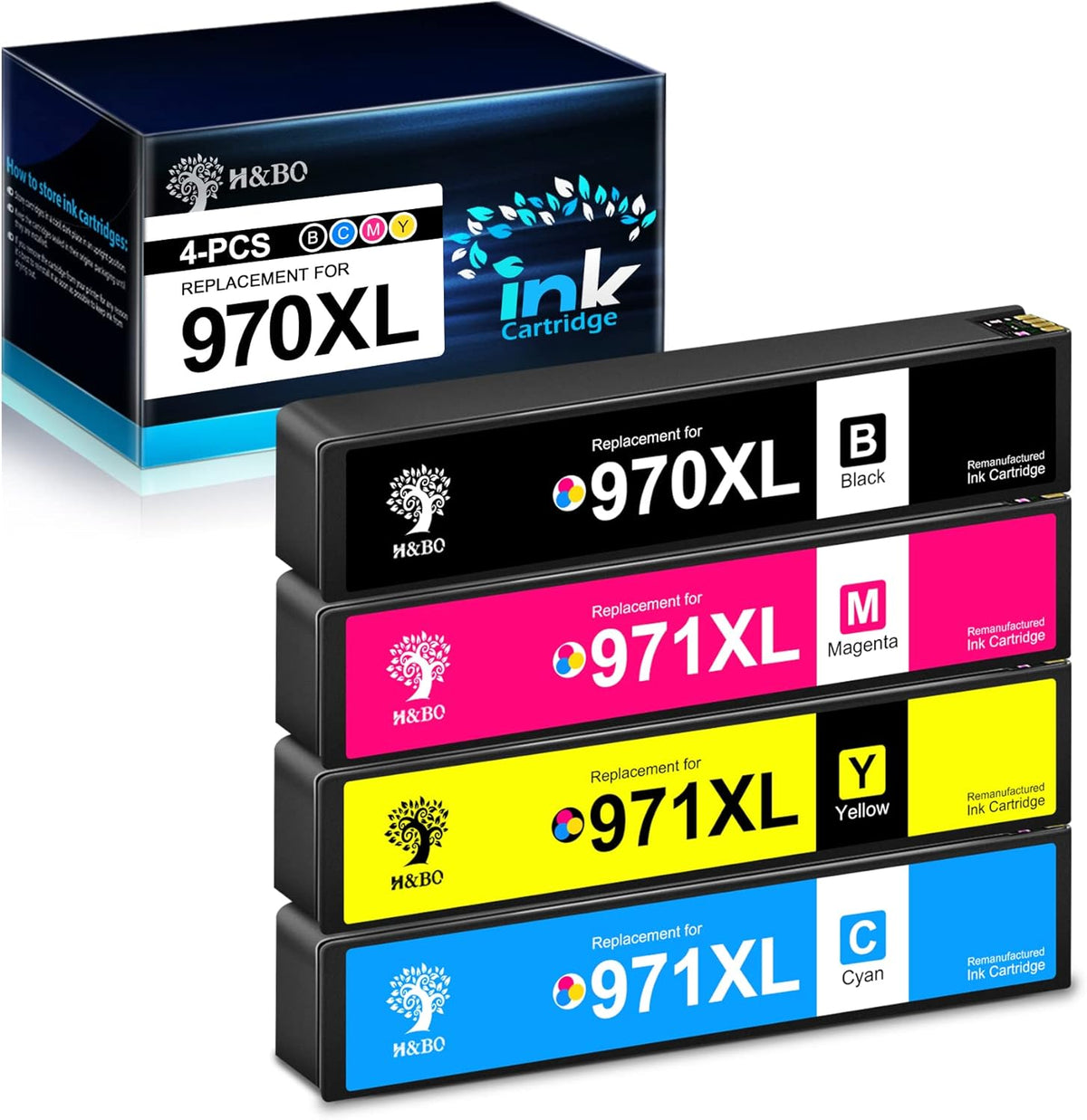 Compatible Ink Cartridge for HP Officejet Pro Printer (Black Cyan Yellow Magenta) Z7484