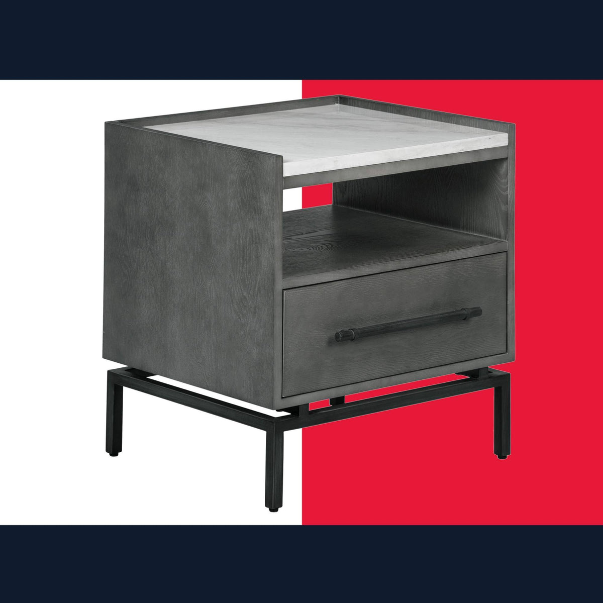 Grey Ash Finish Bedside Table N592