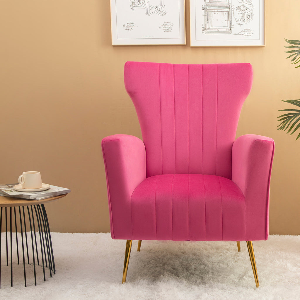 Velvet Wingback Accent Chair with Gold Legs N803281