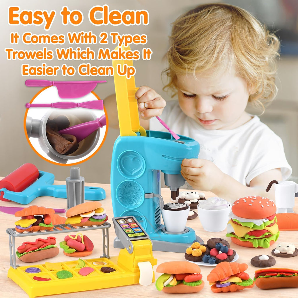 Multicolor Playdough Coffee Maker Toy Set P9376