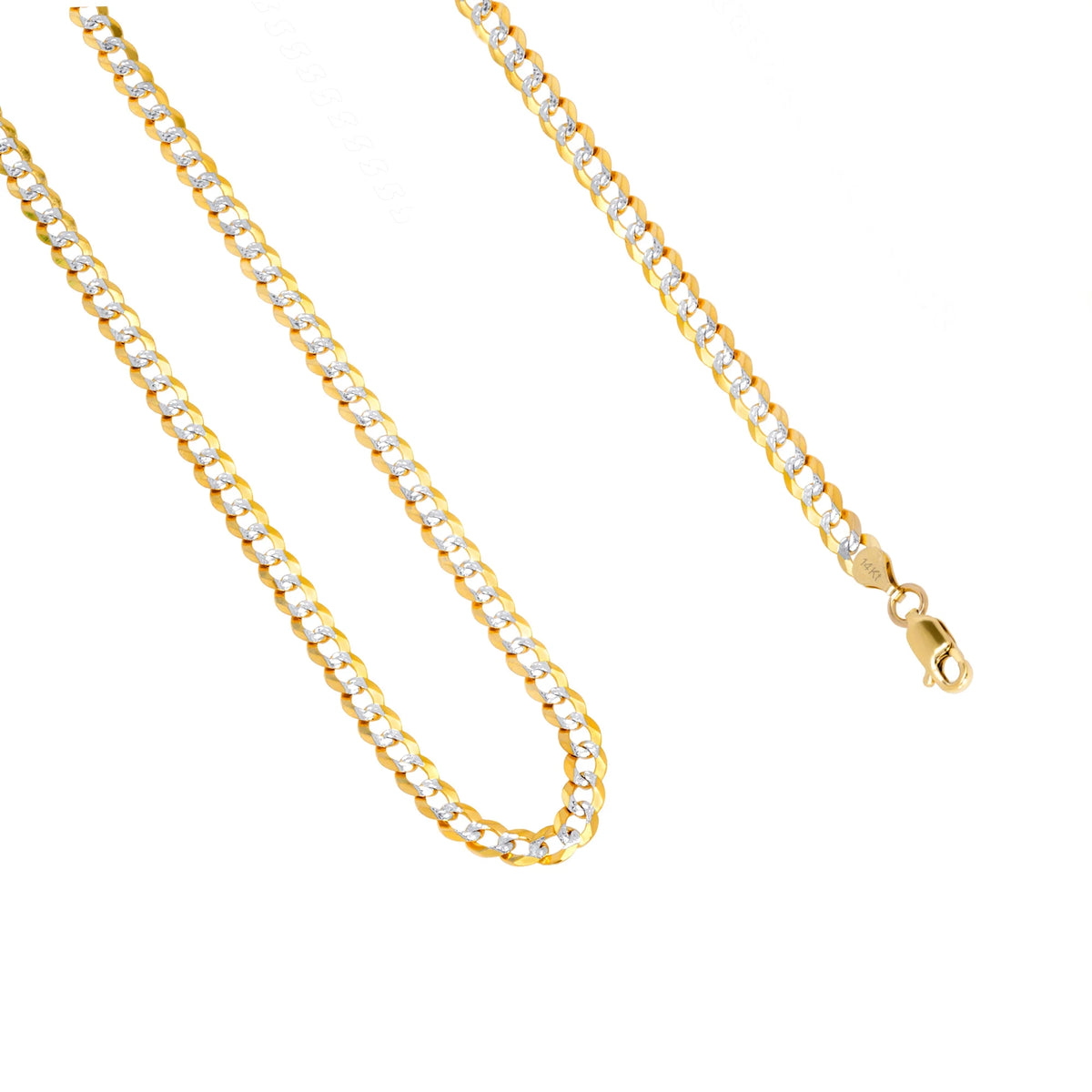 14k Yellow Gold Solid 5mm Cuban Chain Pave Two Tone Bracelet T45715