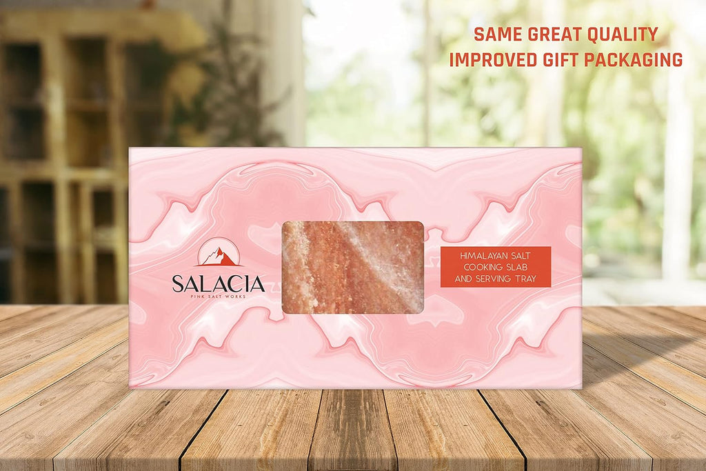 Himalayan Pink Salt Block & Metal Tray Set 12” x 8” x 1.5” Pack of 2 I408