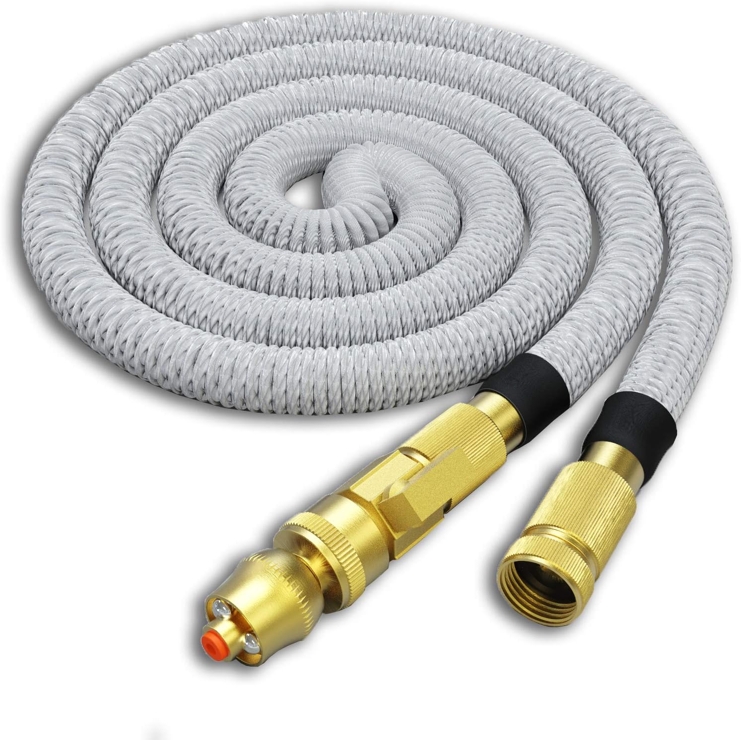 75FT Expandable Garden Hose with Brass Fittings and Jet Nozzle E65507