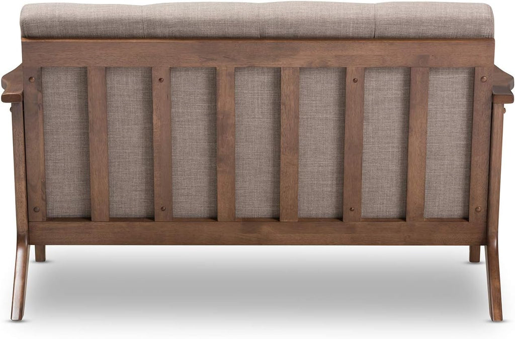Light Grey Walnut Fabric Tufted 2-Seater Loveseat B204