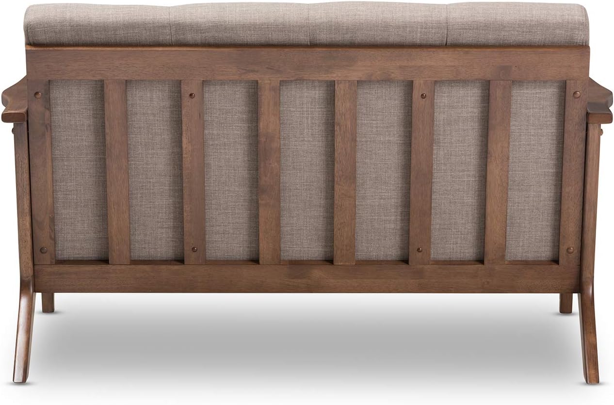 Light Grey Walnut Fabric Tufted 2-Seater Loveseat B204