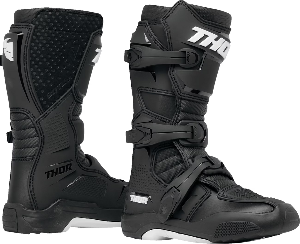 Black/White Youth Motocross Offroad Riding Boots D952448