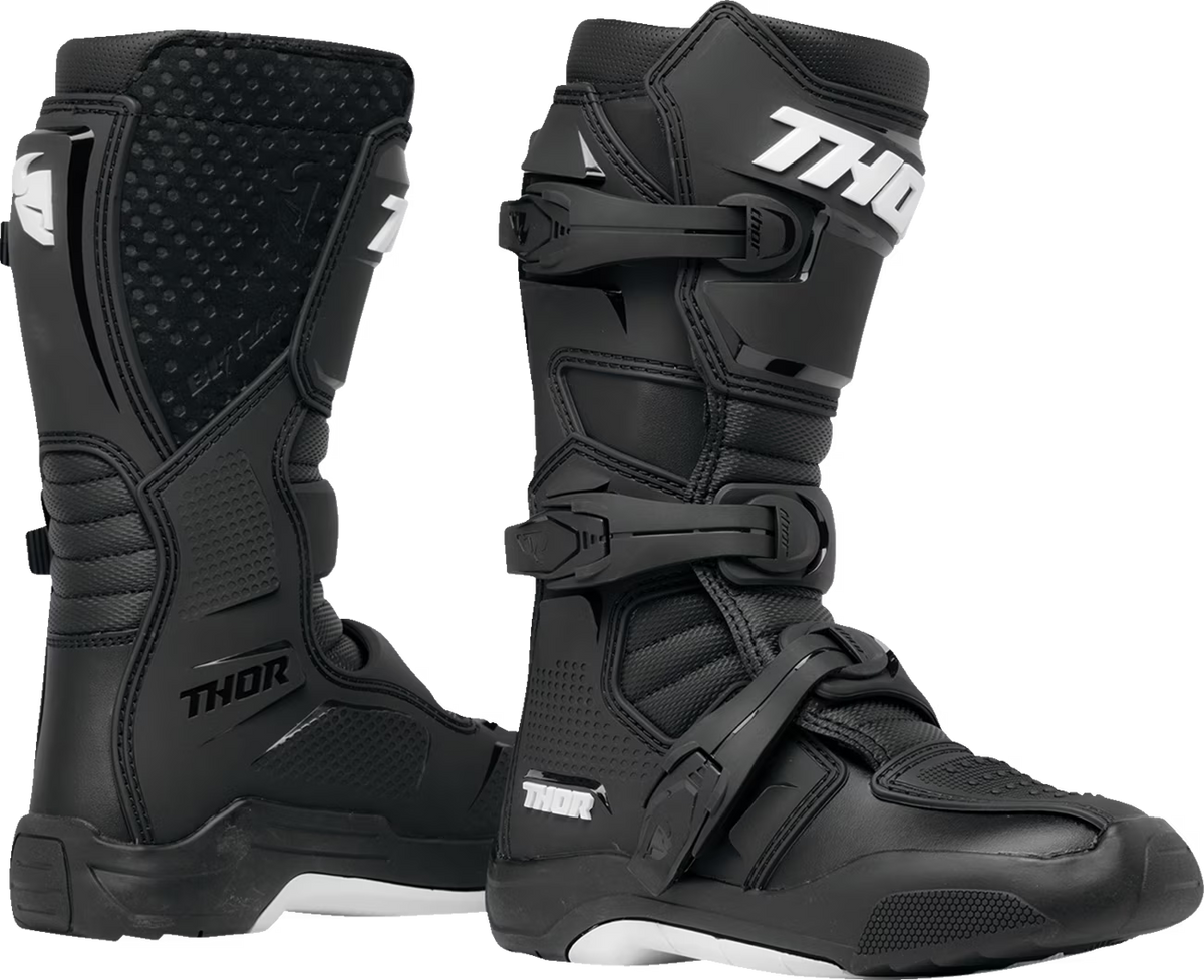 Black/White Youth Motocross Offroad Riding Boots D952448