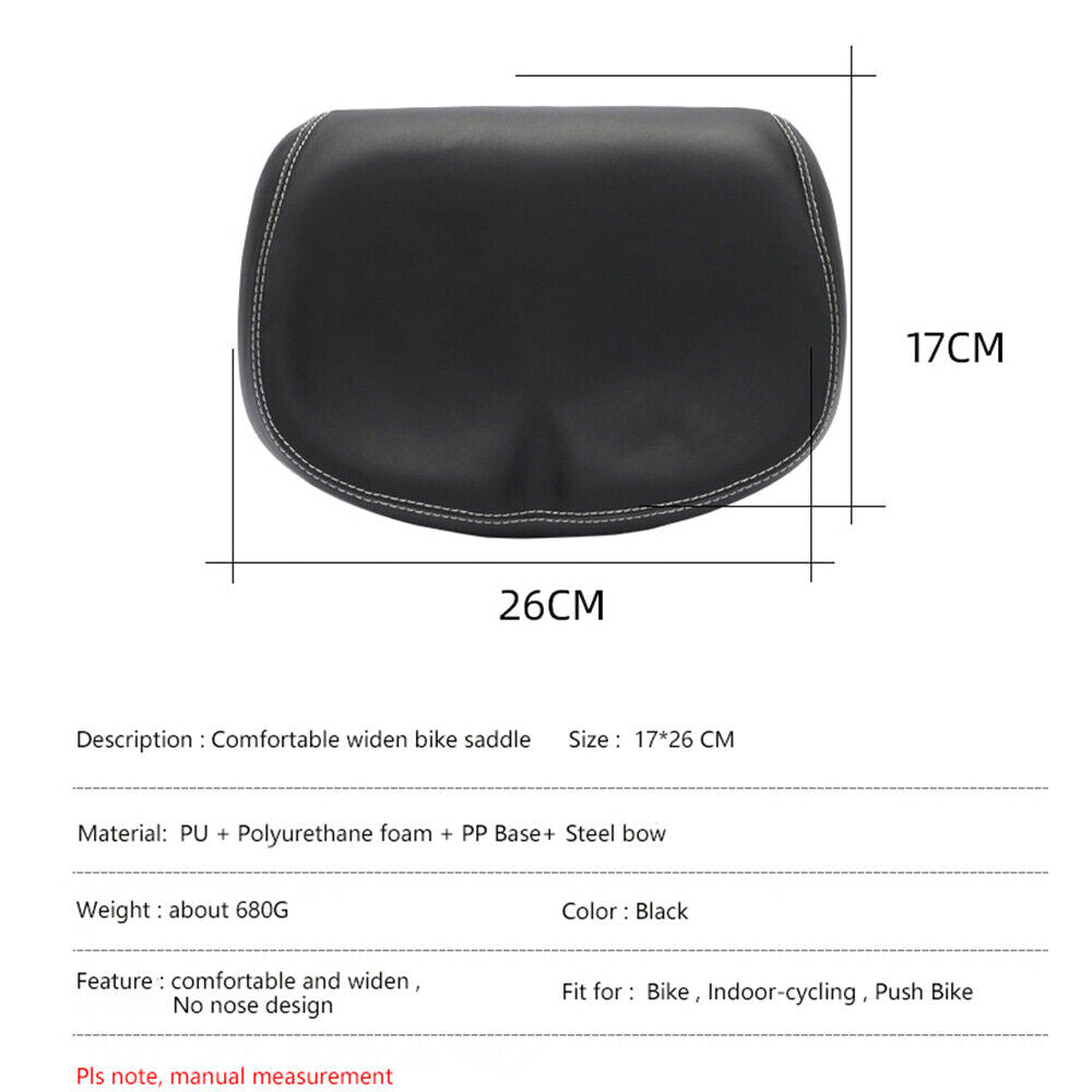 Black Sport Extra Wide Bicycle Seat Cushion R7663