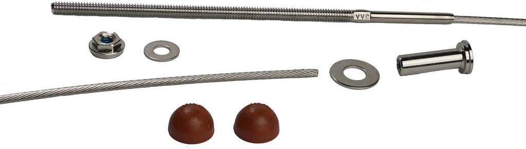 Stainless Steel Cable Railing Installation Kit for Deck Railing for 4x4 and 6x6 Posts, 1/8 Inch Cable, 25 Feet with Long Terminals and Stainless Chamfer Caps Q464