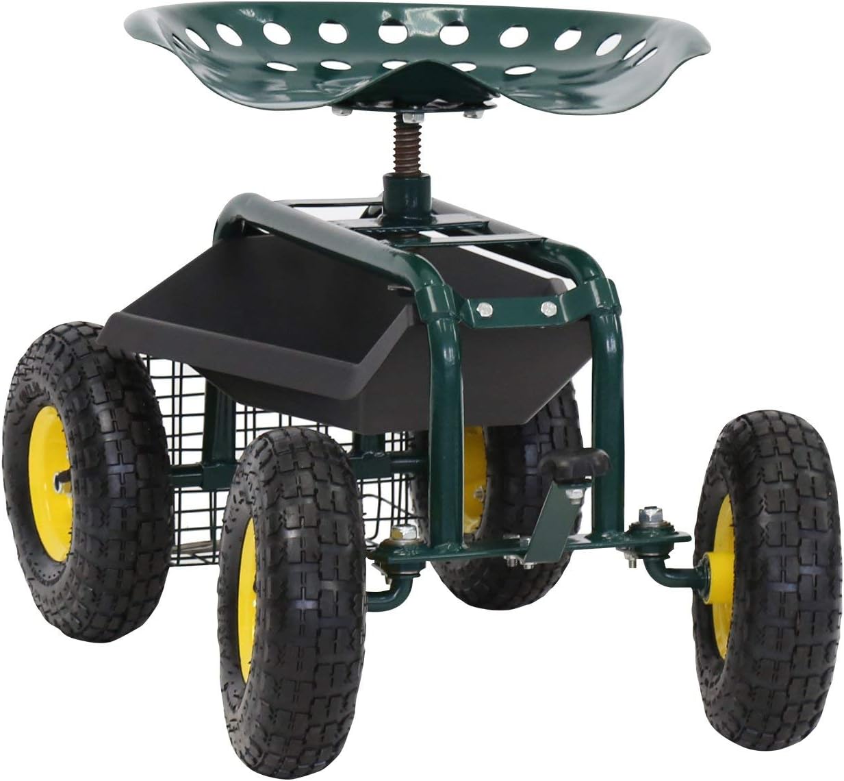 Rolling Garden Stool Cart with Tool Storage Utility Basket N201