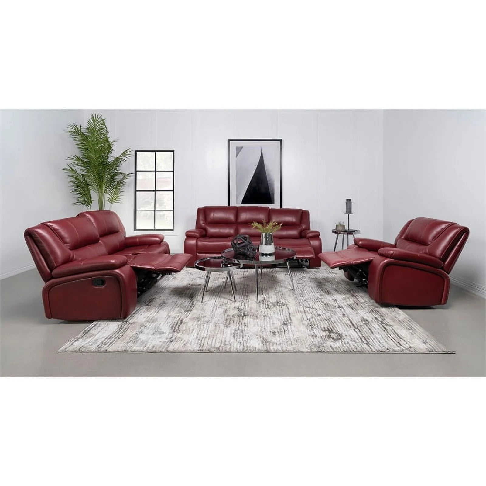 Red Faux Leather Glider Recliner E827273