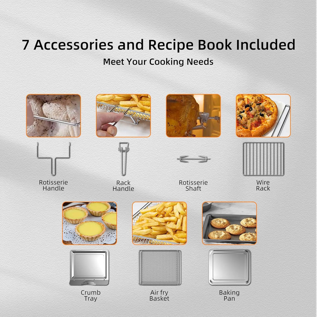 24-in-1 Air Fryer Toaster Oven Combo, 16 QT, Stainless Steel, Silver, 1700W U791996