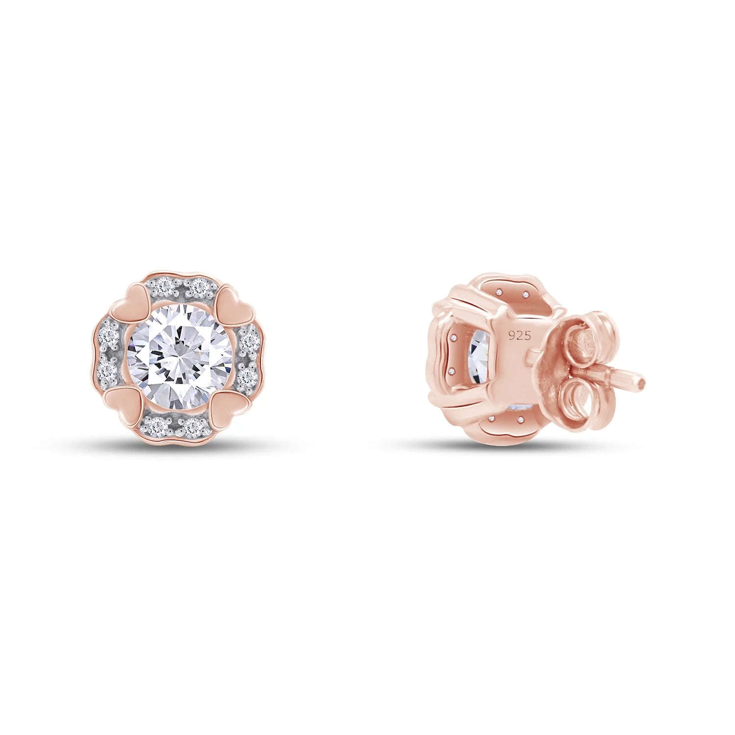 Moissanite Stud Earring 1 Carat 5MM D Color VVS1 Prong Setting 18K Rose Gold Over Sterling Silver L685144