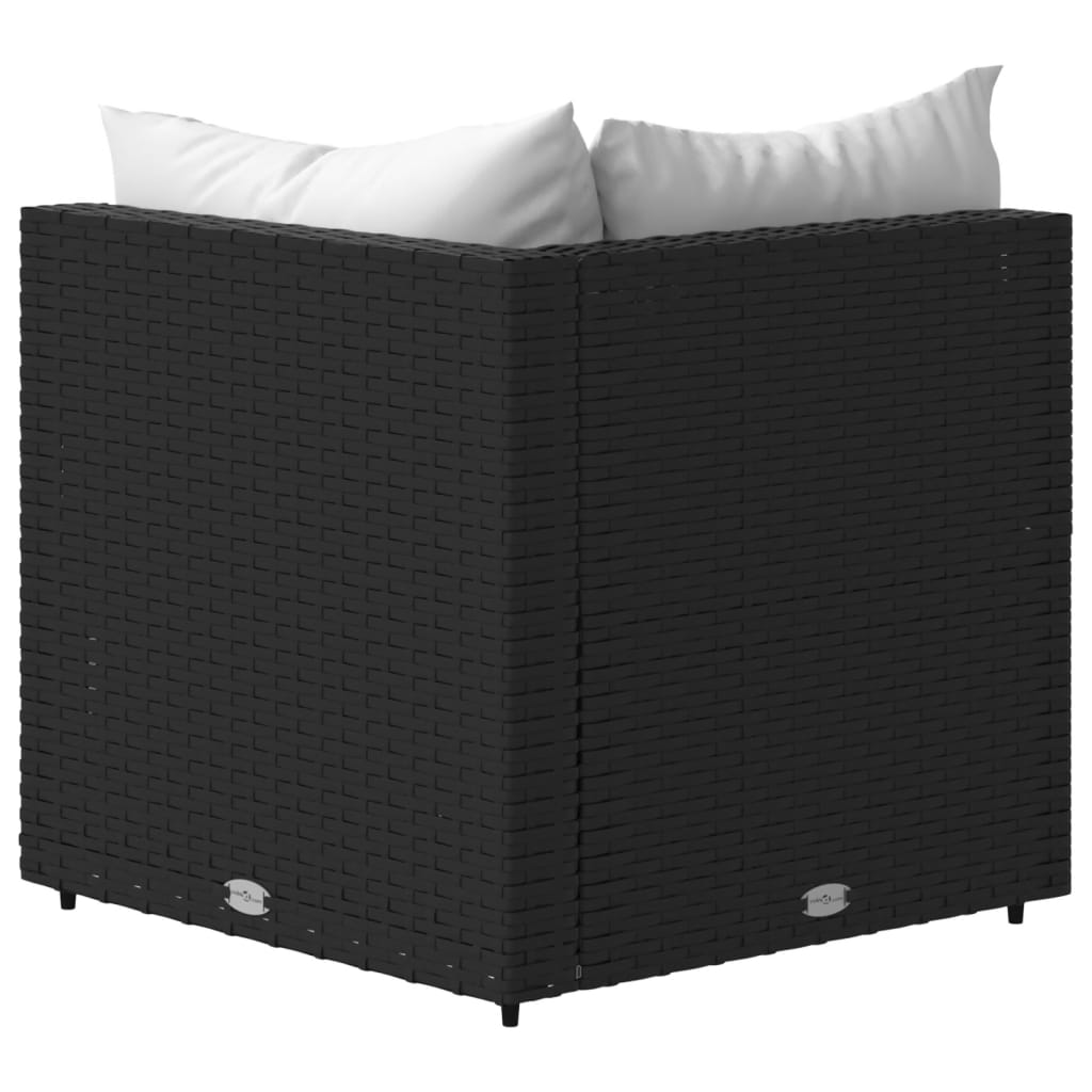 Black Poly Rattan Patio Corner Sofa with Cushions J25564