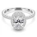 Oval Halo Engagement Ring 14K White Gold E142