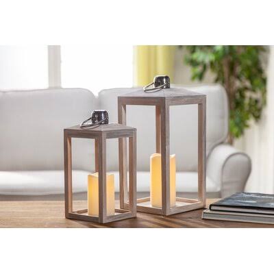 Antique 2 Piece Wood Lantern Set C317873