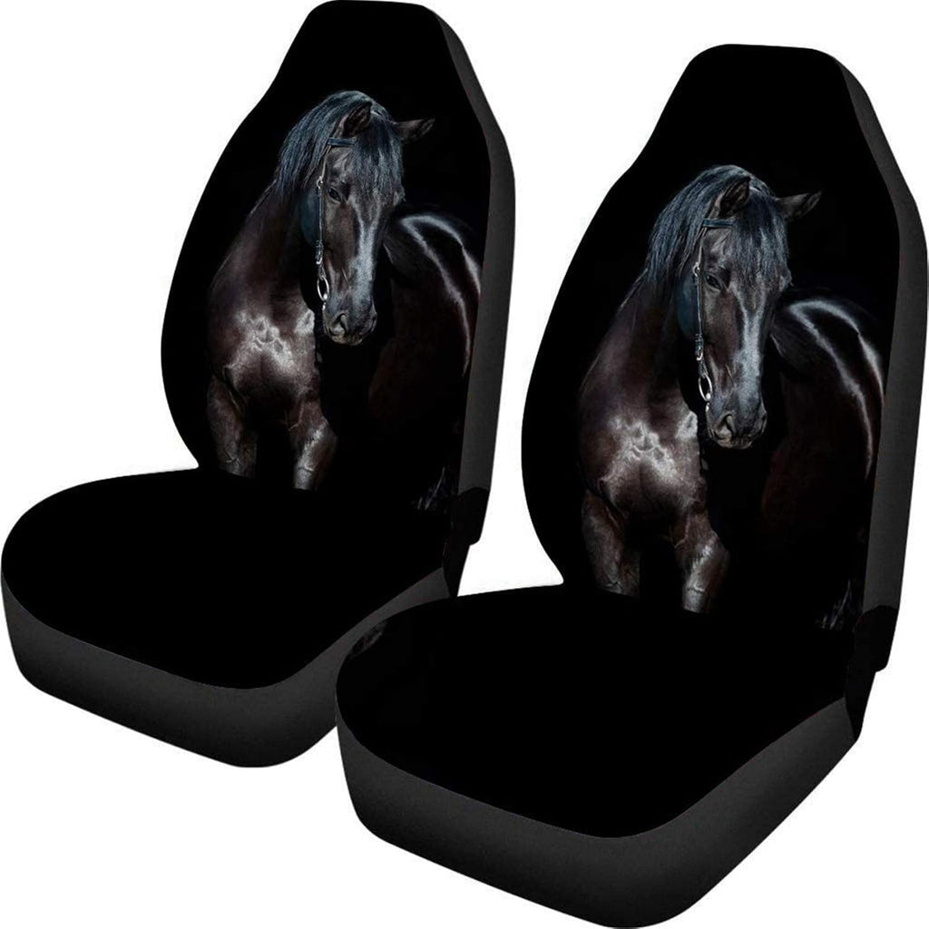 Non Slip Neoprene Front Seat Covers Set of 2 Black White Universal Size L902231