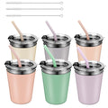 12oz 6Pcs Toddler Cups with Straws, Lids and Silicone Sleeves D8300