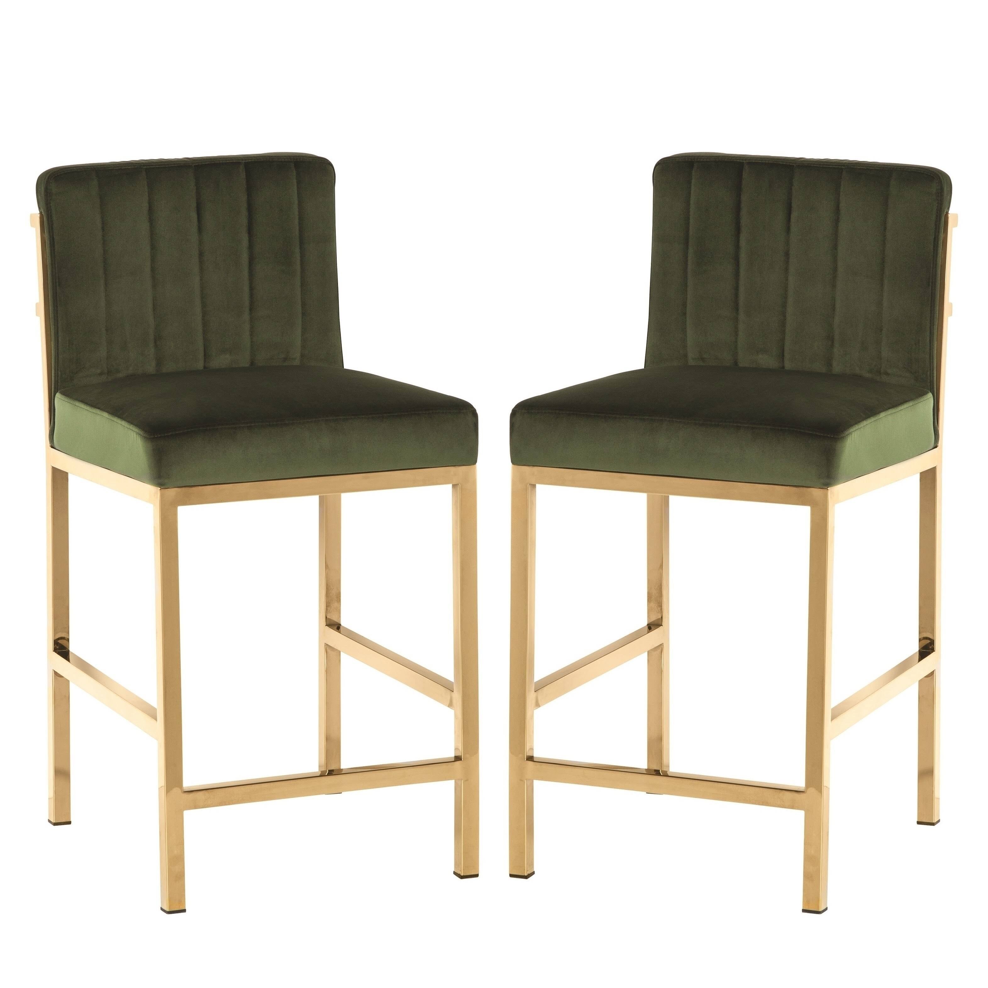 Green Velvet Counter Height Stools T323011