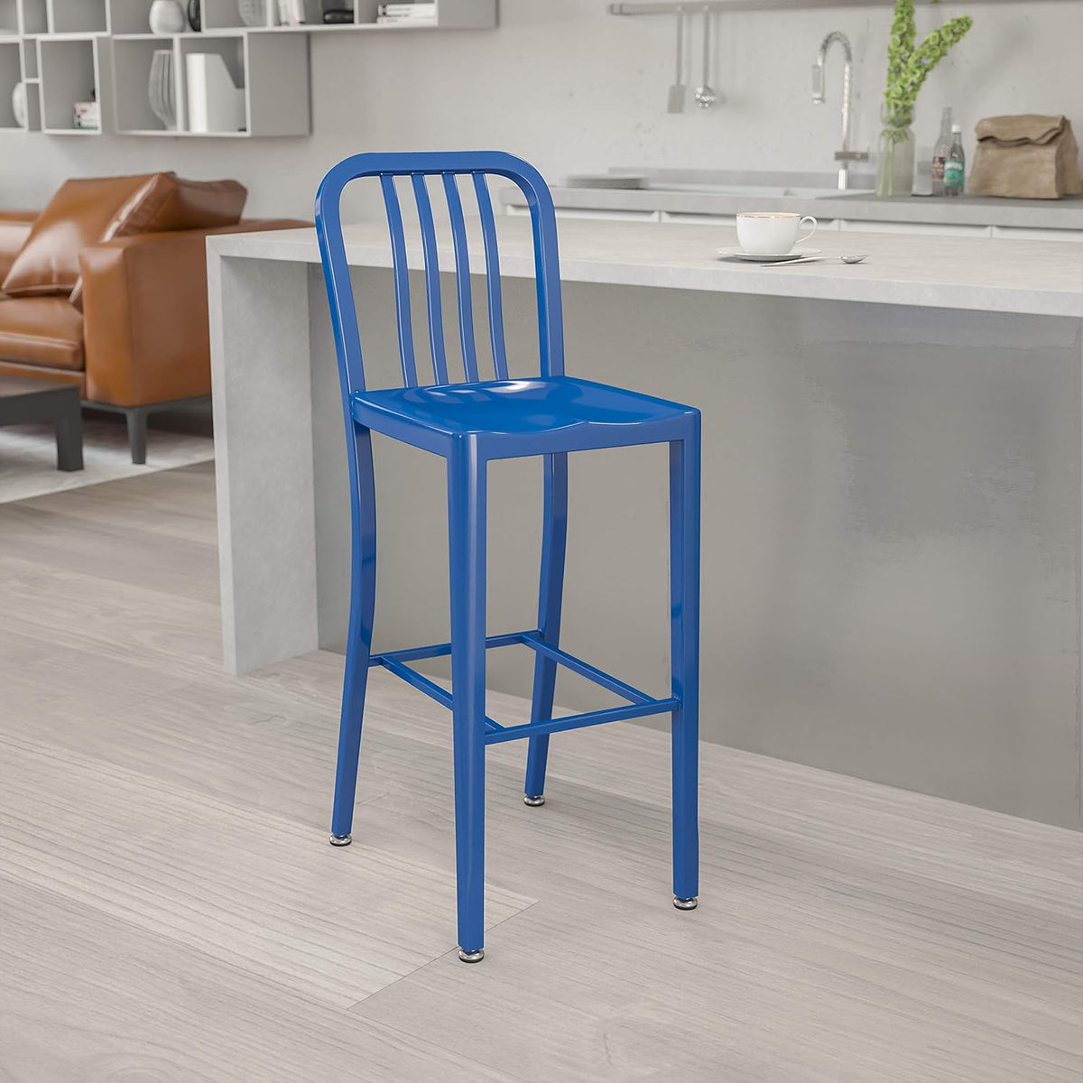 Red Metal Indoor-Outdoor Barstool I93660