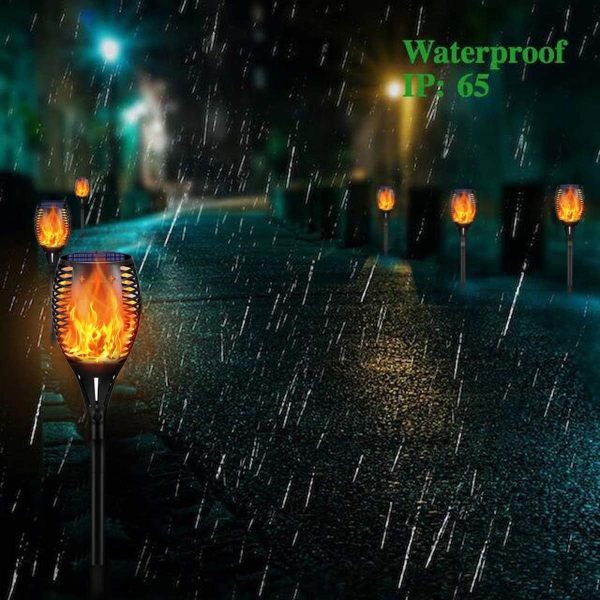 Solar Outdoor Torch Lights LED Landscape Lighting, 4 Pack S541
