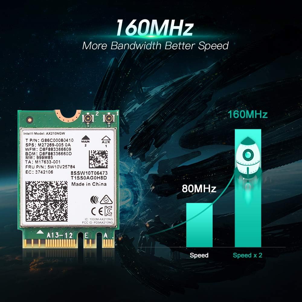 WiFi 6E Card AX210 Bluetooth 5.2 Tri-Band 5400Mbps Wireless Module for Laptop Z34358