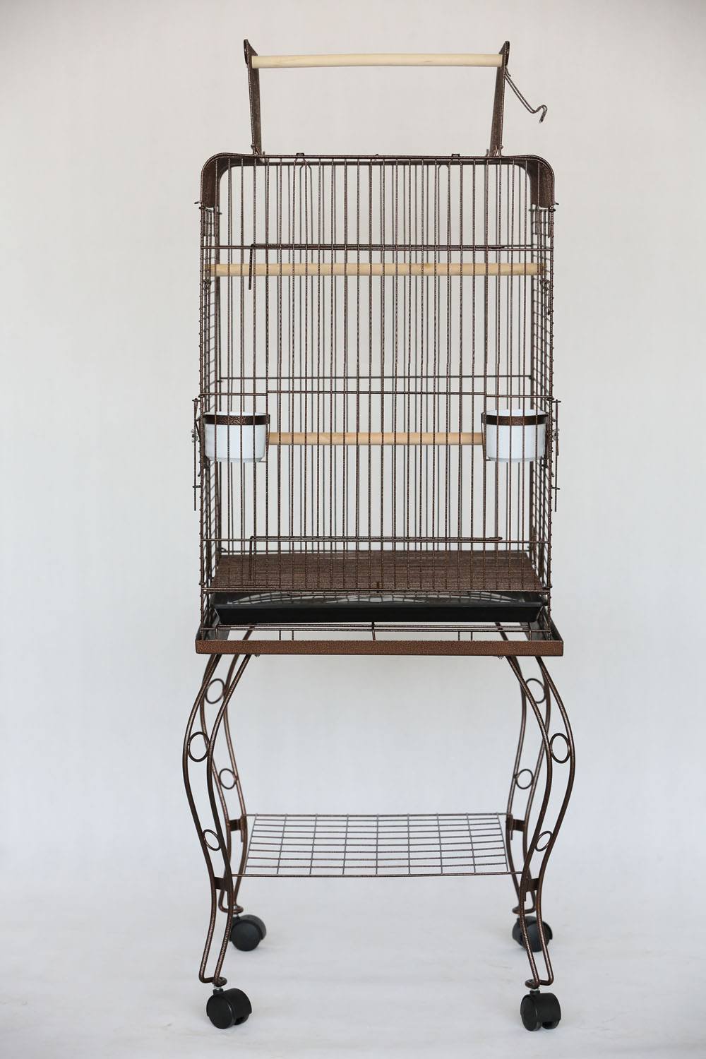 Antique Copper Open Top Parrot Cage with Stand Q498705