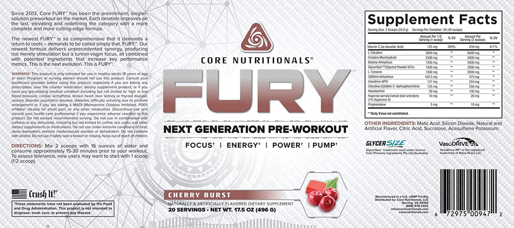 Pre Workout 20 Servings Cherry Burst L325146