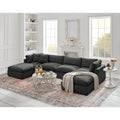 Charcoal Linen Sofa U-Chaise Sectional F556101