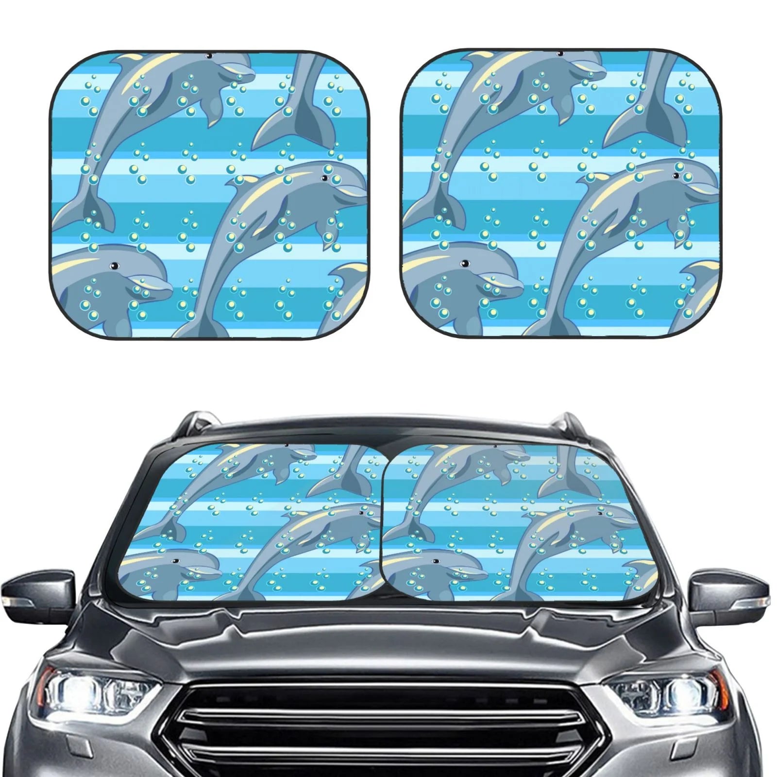 Dolphin Windshield Sun Shade 2-Piece Car Front Window Sunshade X66520