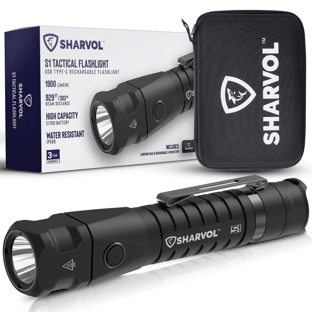 Tactical Rechargeable Flashlight with Hostler and Battery P8661