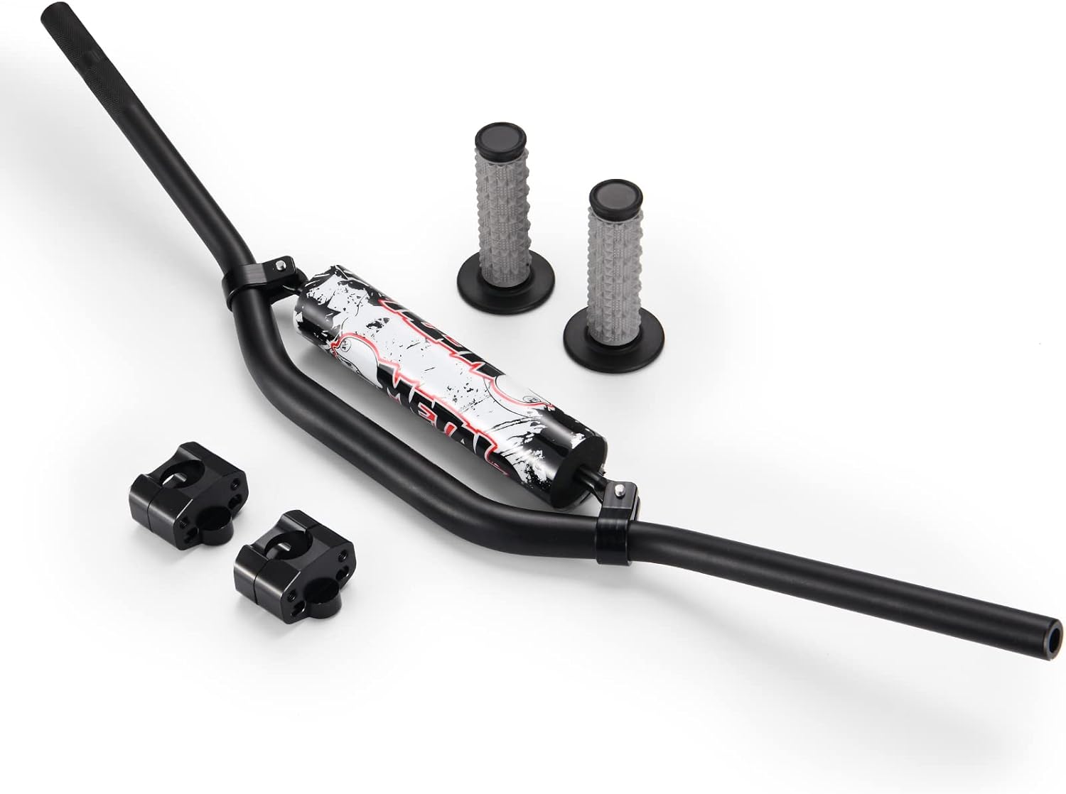 1 1/8" 28mm Handlebars 4 Pcs with Bar Pad, Universal Grips, Handlebar Brackets (Black) Pack of 2 T149291