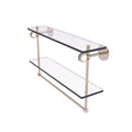 22 inch Double Glass Shelf with Towel Bar in Antique Pewter S338