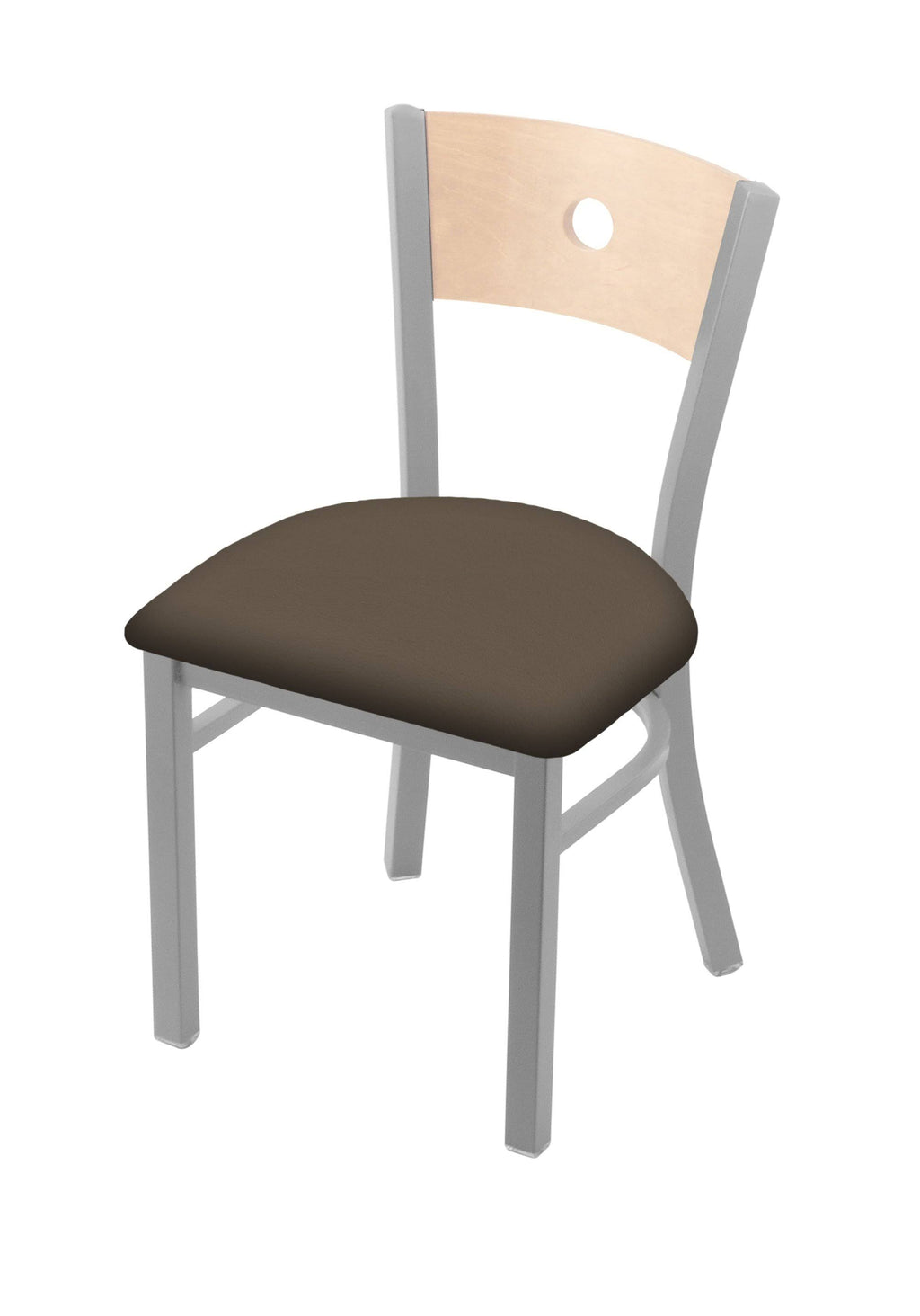 18x22 Chair with Anodized Nickel Finish, Natural Back, Folkstone Grey Seat V206