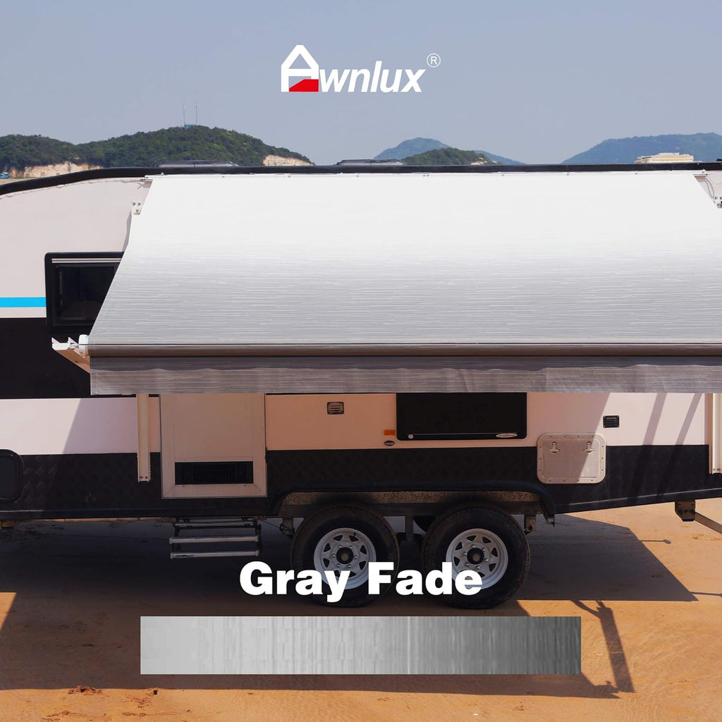 RV Awning Fabric Replacement Waterproof Vinyl Shade Screen Light Gray 12' K144