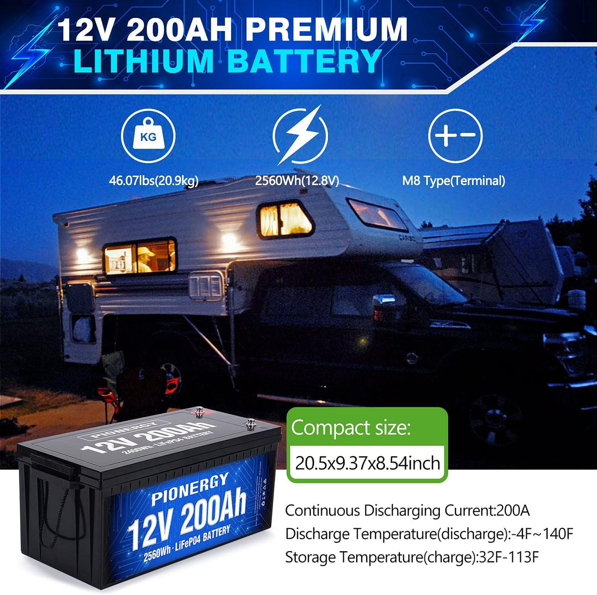 12V 50Ah LiFePO4 Battery with Built-In BMS P70648