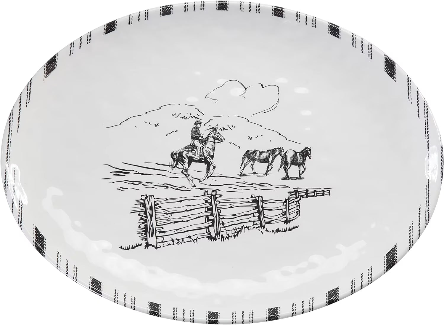 Black And White Melamine Serving Platter T34360