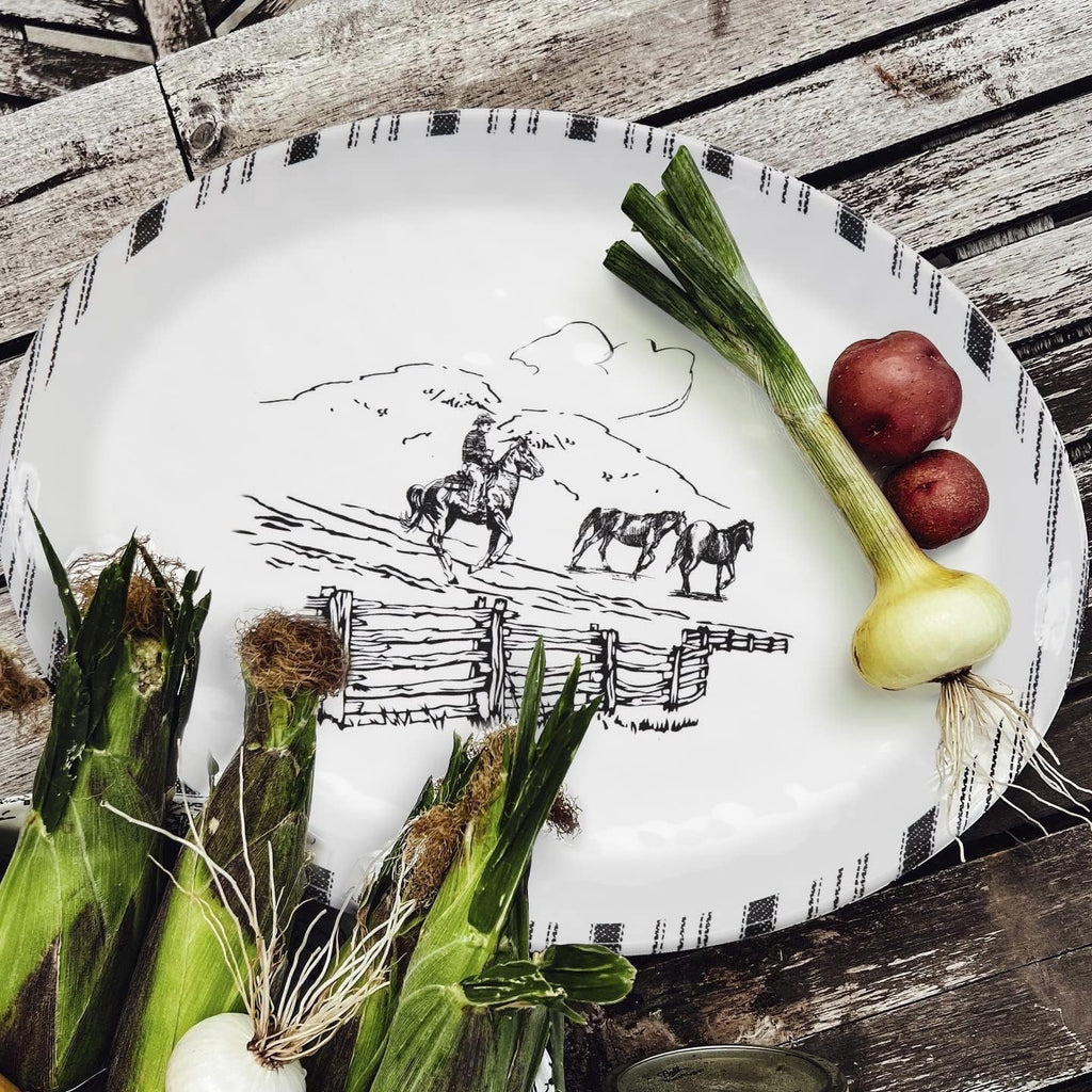 Black And White Melamine Serving Platter T34360
