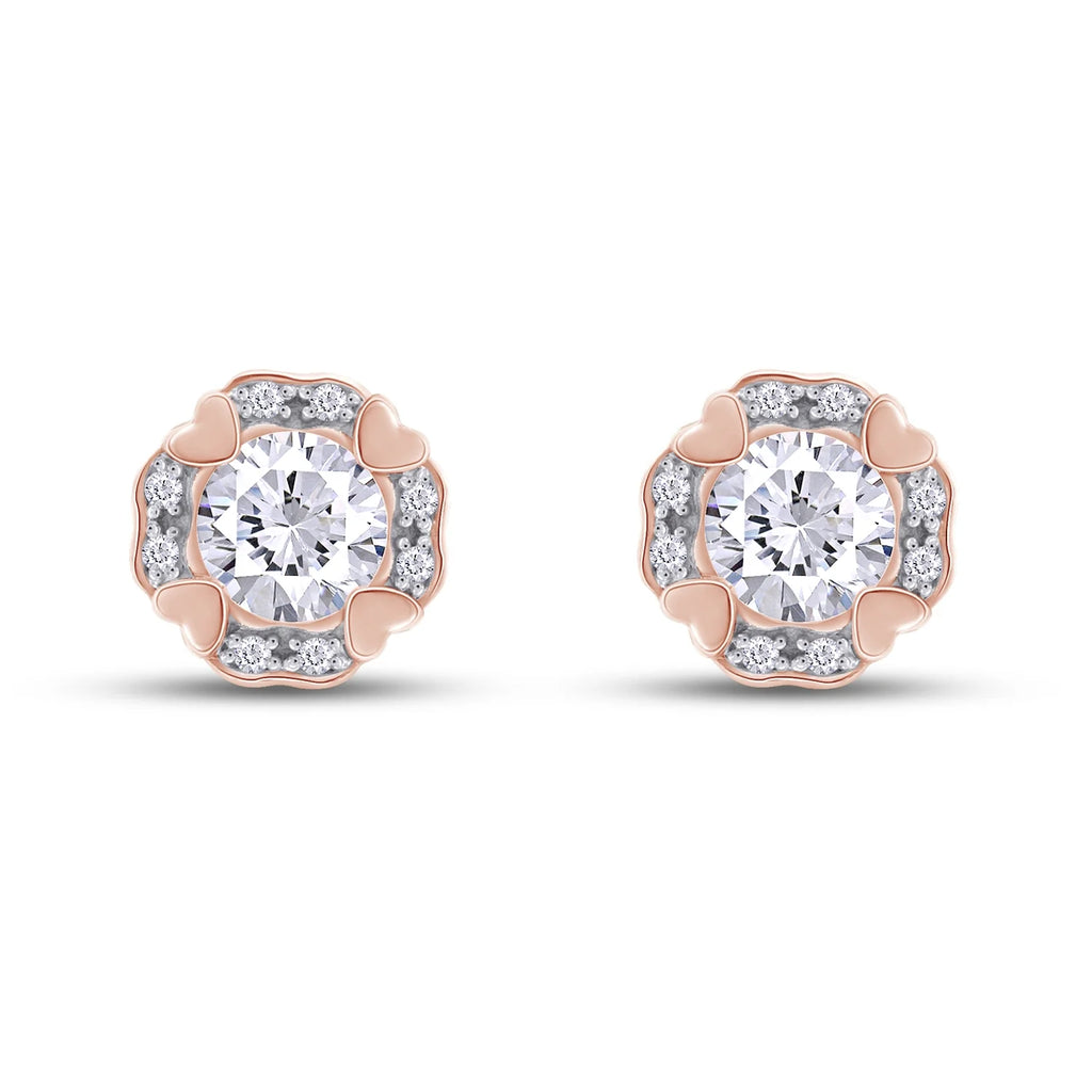 Moissanite Stud Earring 1 Carat 5MM D Color VVS1 Prong Setting 18K Rose Gold Over Sterling Silver L685144