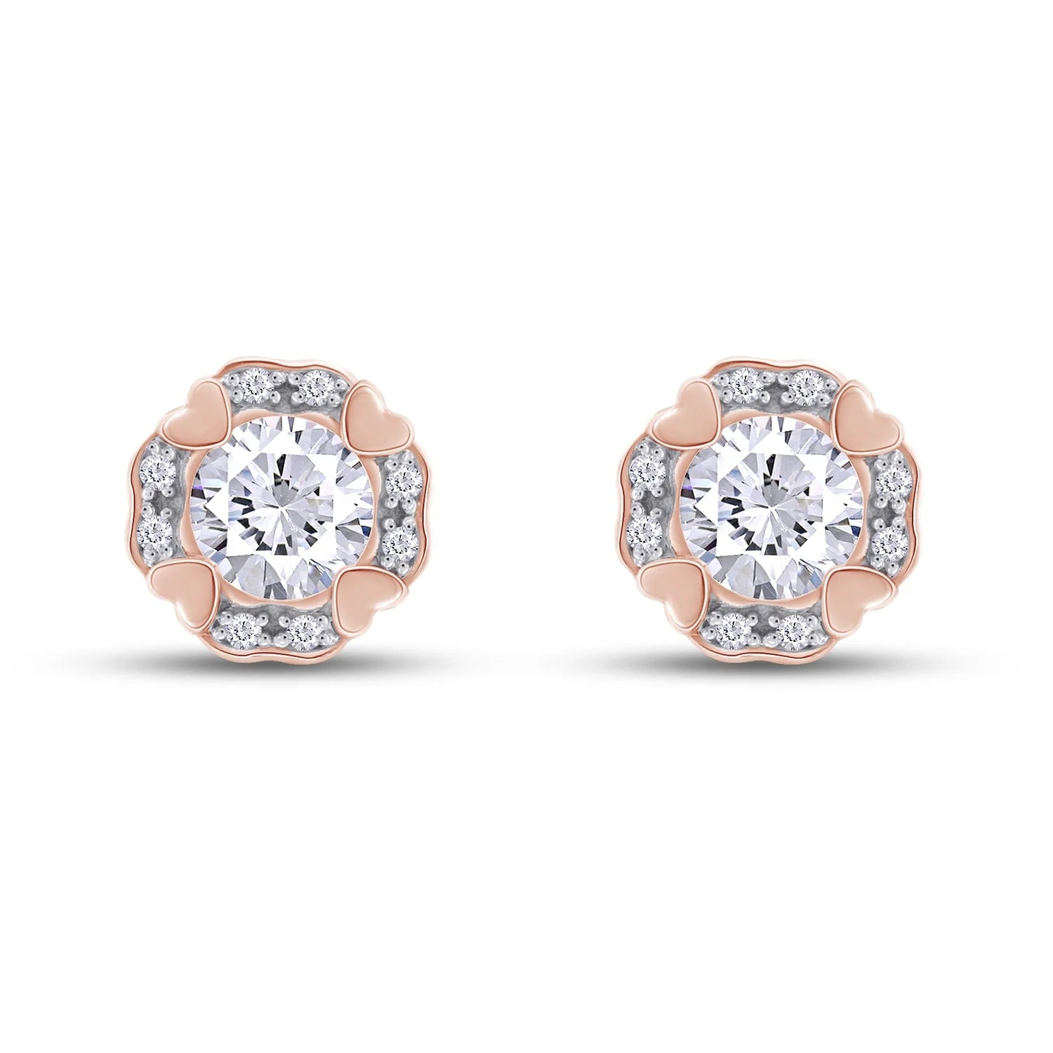 Moissanite Stud Earring 1 Carat 5MM D Color VVS1 Prong Setting 18K Rose Gold Over Sterling Silver L685144