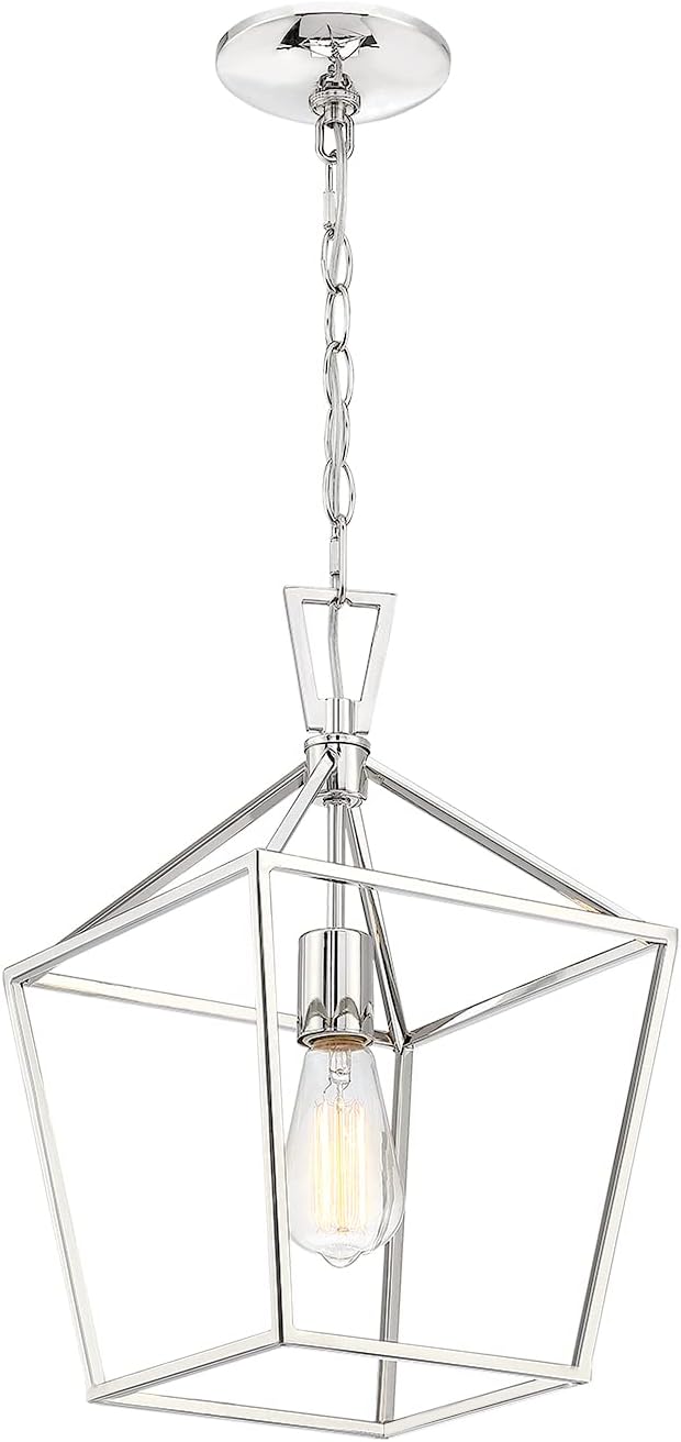 Polished Nickel Finish Small Cage Pendant Light U2890