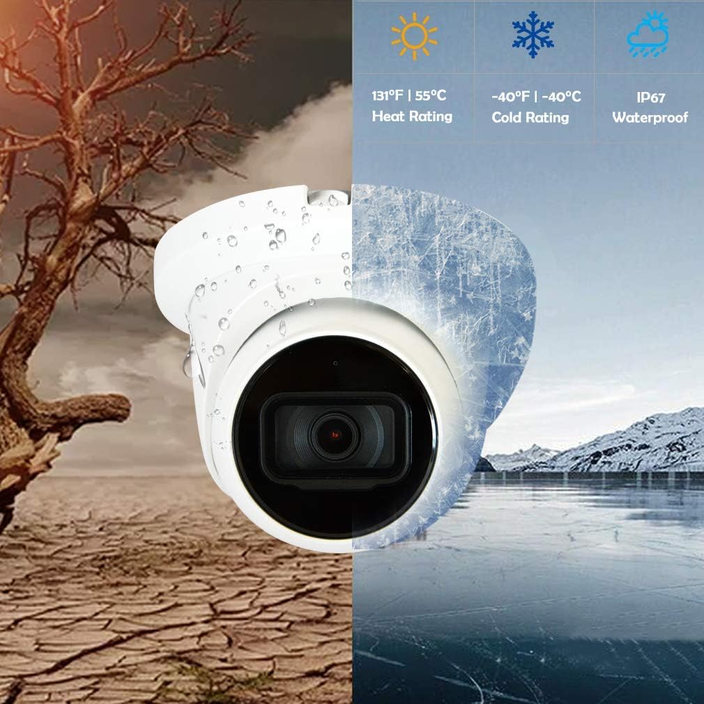 8MP PoE IP Camera 4K Starlight 2.8mm Dome Camera Weatherproof Outdoor with Night Vision N89952