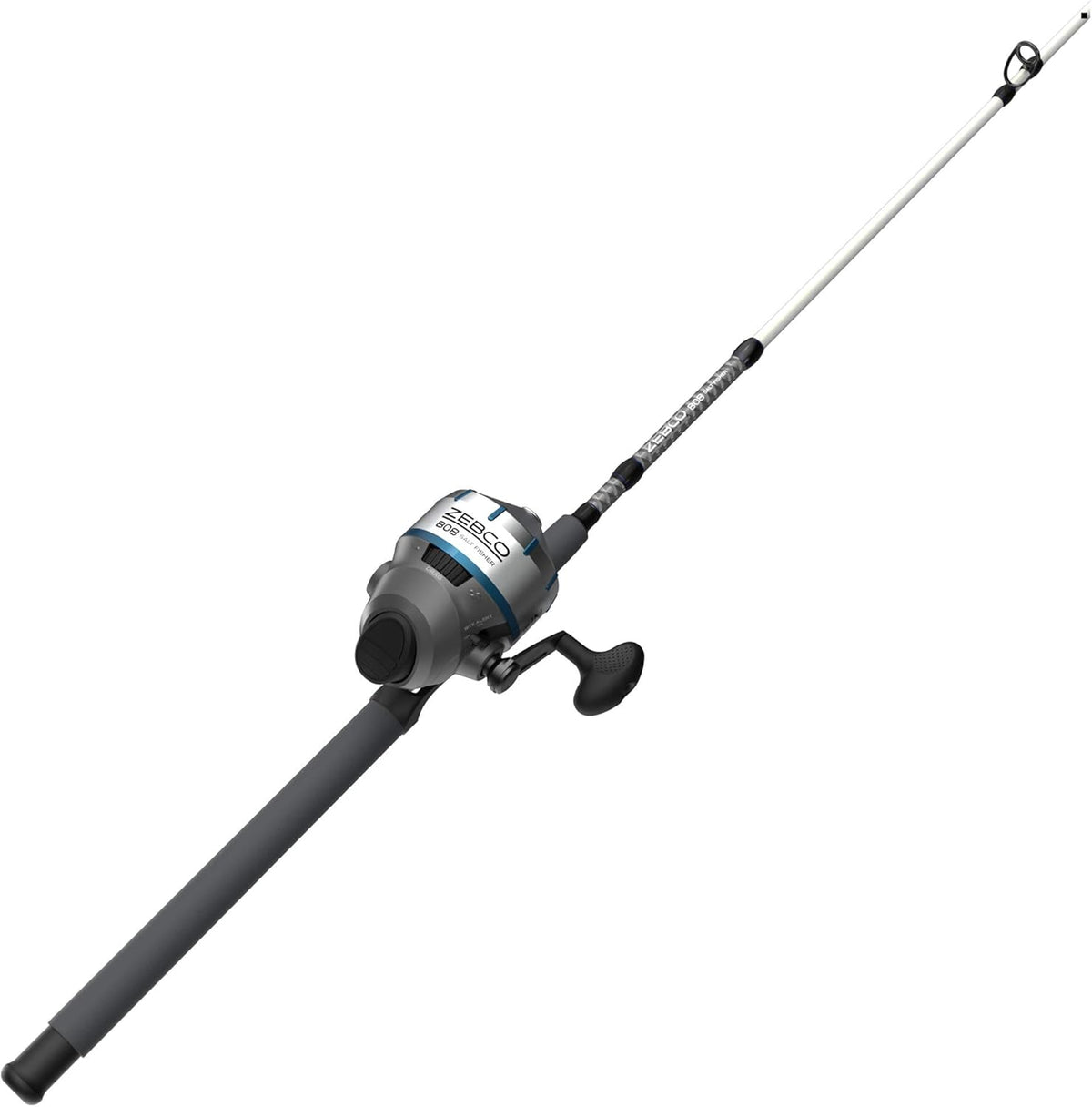 Black Pack of 2 Saltwater Spincast Reel and Fishing Rod Combo, 7'0" Z-Glass Rod, EVA Handle, Stainless Steel Reel Cover with ABS Insert, Pre-spooled with 20 lb. Cajun Line V708