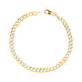 14k Yellow Gold Solid 5mm Cuban Chain Pave Two Tone Bracelet T45715