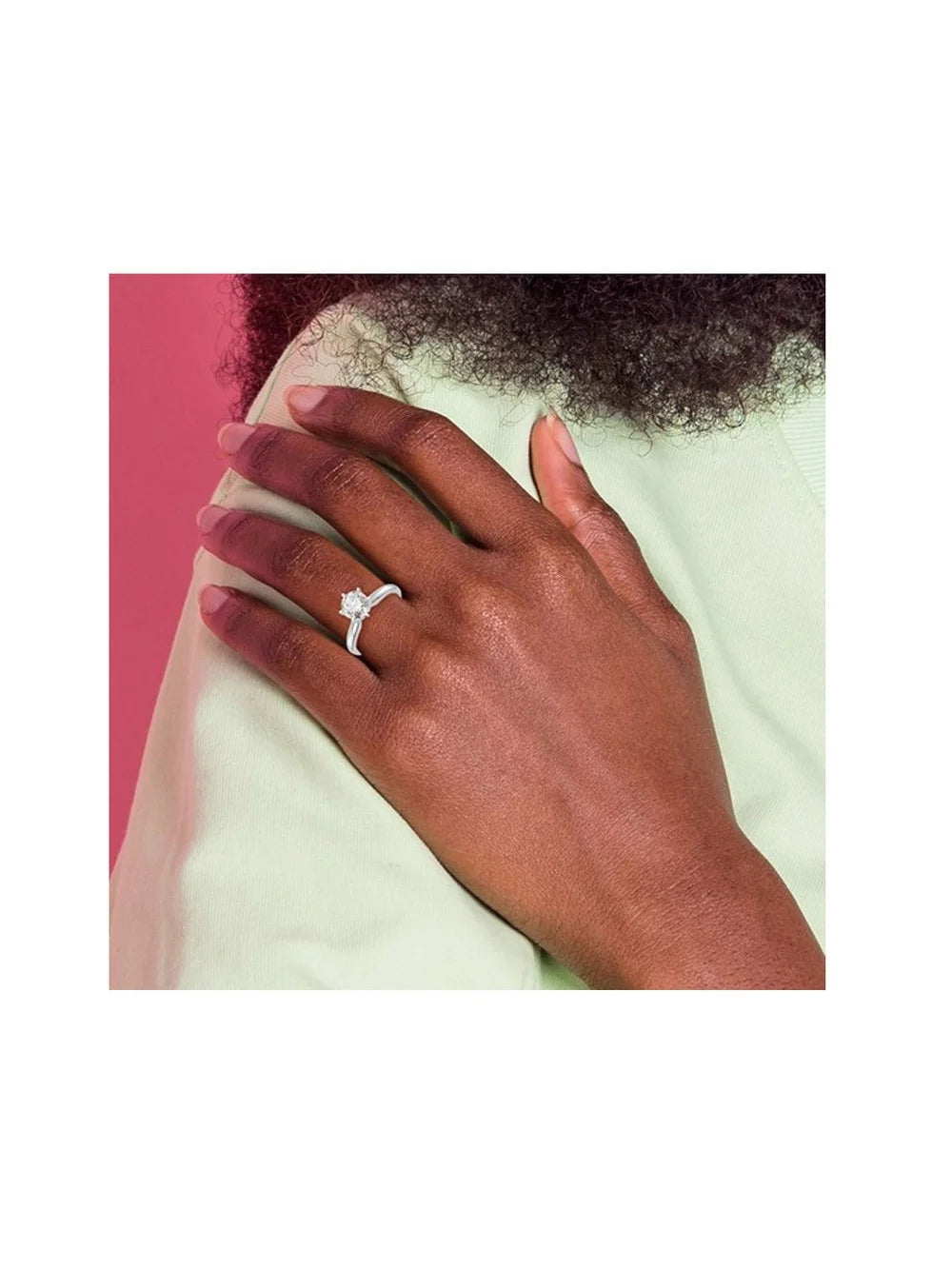 14K White Gold Lab-Grown Diamond Solitaire Engagement Ring Y12478