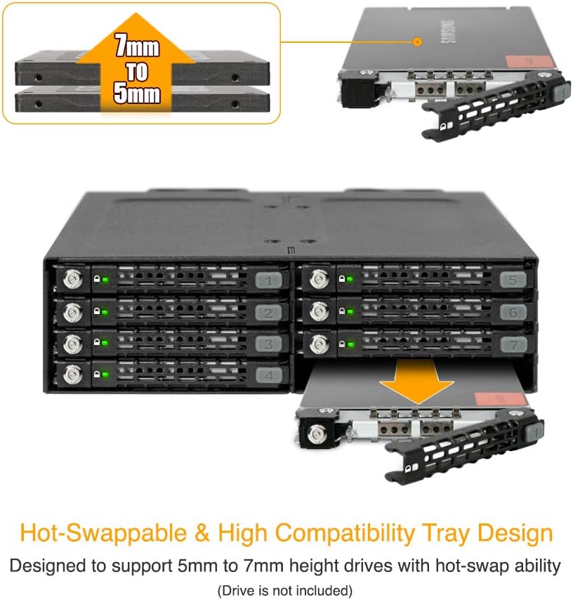 8 Bay 2.5 SATA HDD & SSD Backplane Cage with Locking Trays O797854