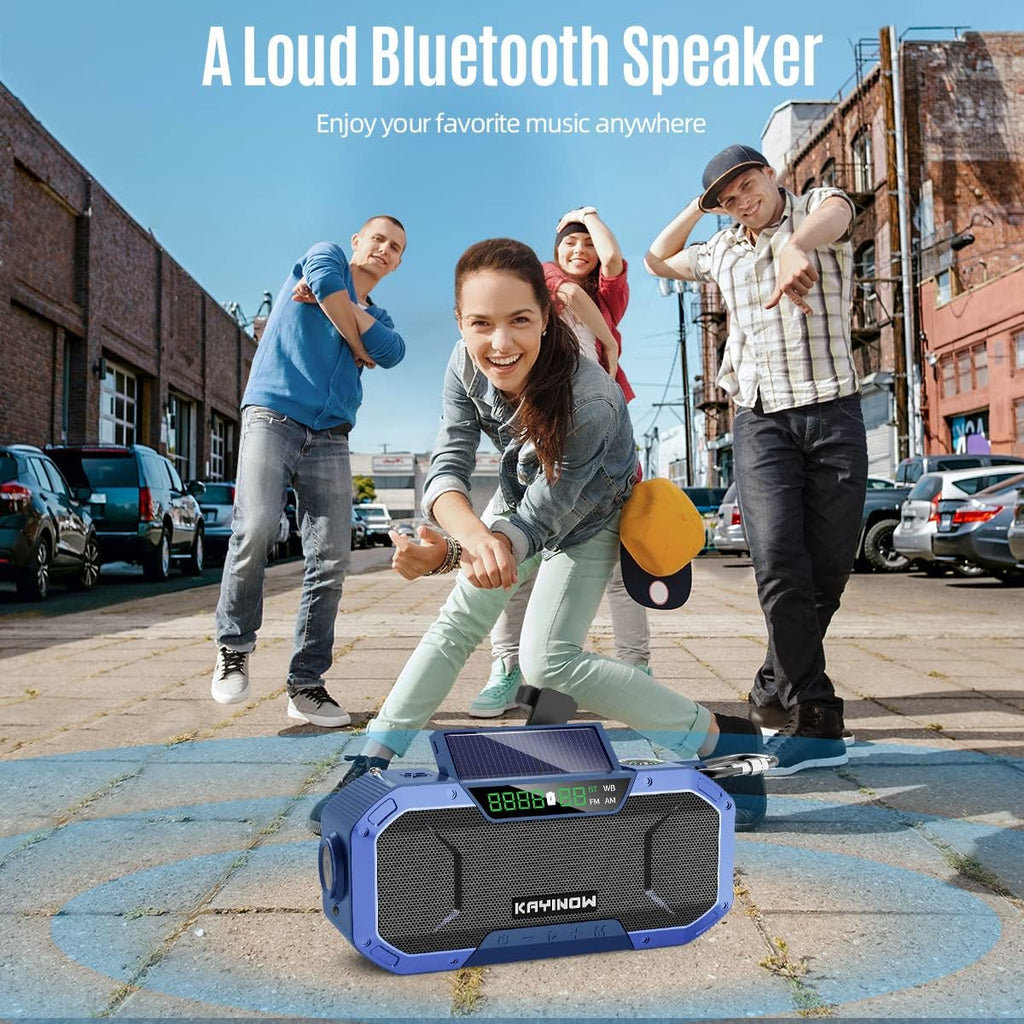 Emergency NOAA Weather Alert Radio with Bluetooth Speaker, IPX5 Waterproof, Hand Crank Solar, 5000mAh Battery, AM FM, Flashlight, SOS, USB Phone Charger, Pack of 2 Y683756