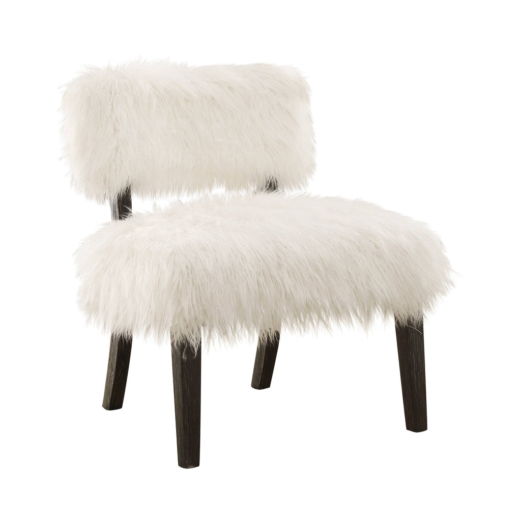 White Faux Fur Accent Chair Y97399