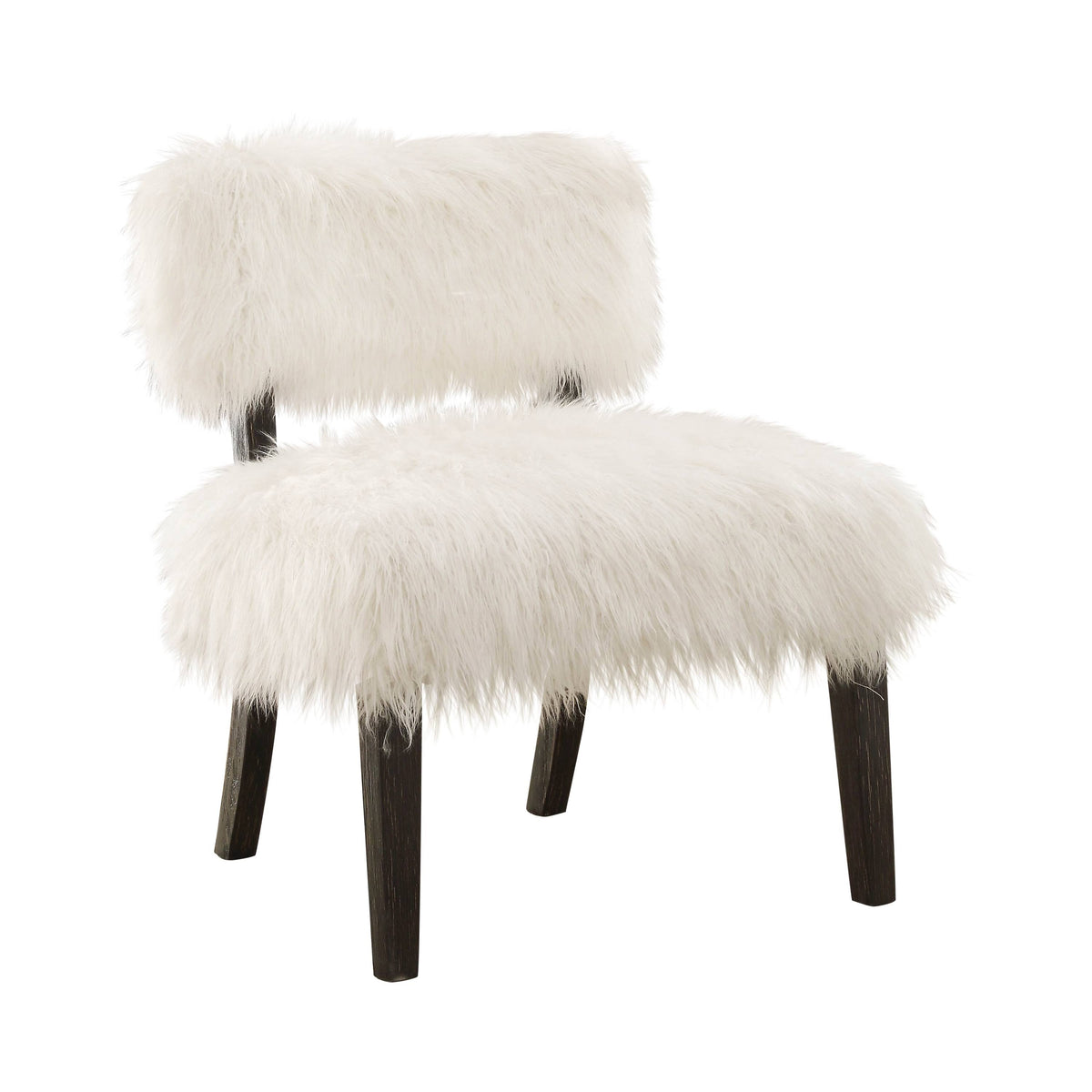 White Faux Fur Accent Chair Y97399