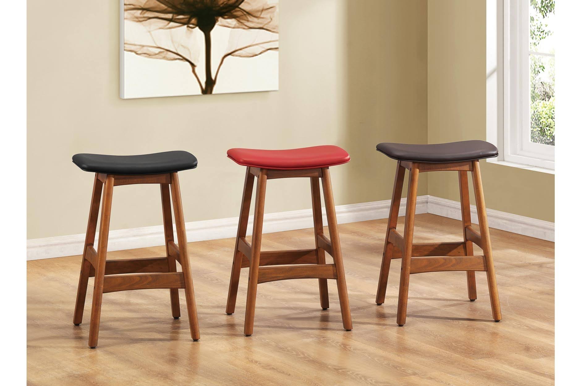 Wooden Counter Height Stool in Dark Brown, Set of 2 Q7177